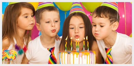 BIRTHDAY PARTIES Birthday Party, Blowing a candle, with cake